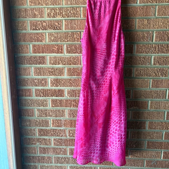Express Y2K Hot Pink Gauzy Animal Print Halter Slip Dress Size 4 - Picture 6 of 7